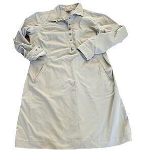 Duluth Trading Co Green Large Long Sleeve Shirt Dress Pockets Ripstop Shift